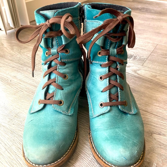 DROMEDARIS KARA BOOT TEAL REAL LEATHER (WOMEN'S) (39) made in Portugal - Picture 2 of 15
